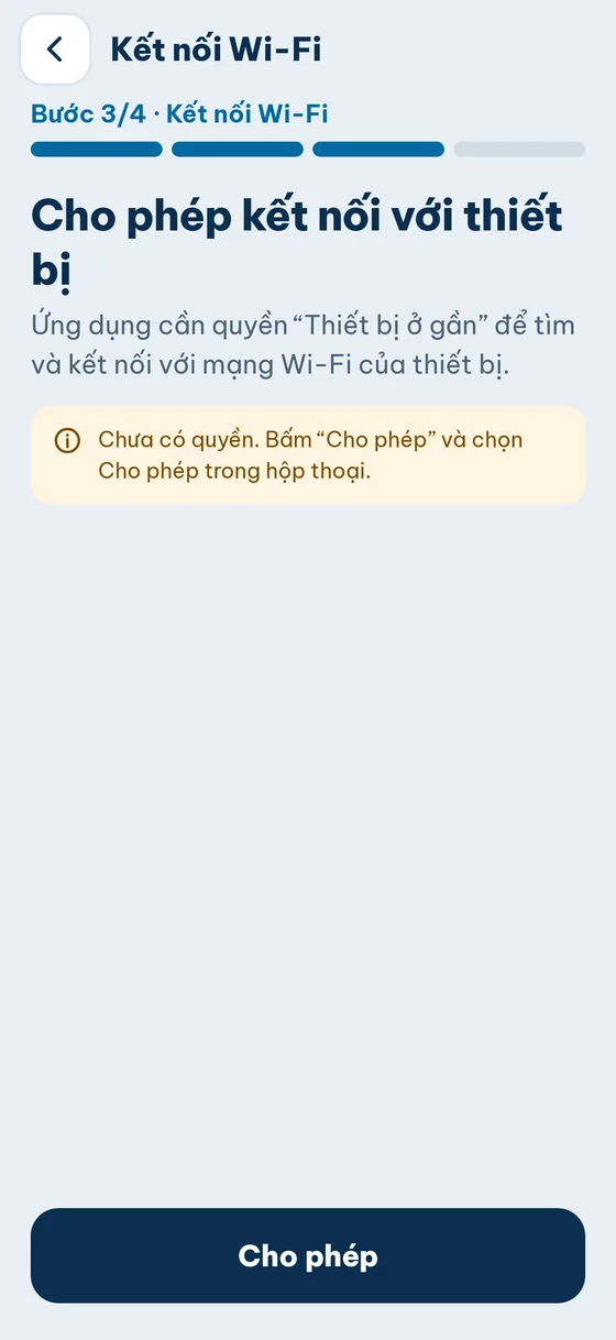 Bước 3/4 Cho phép kết nối với thiết bị, nút Cho phép